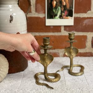 Brass Cobra Mini Candlesticks
